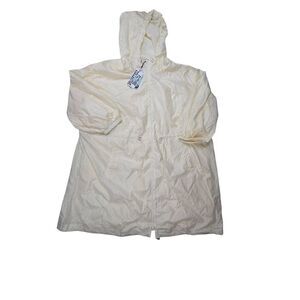 Future Collective Ivory Cinched Waist Hooded Raincoat 4X